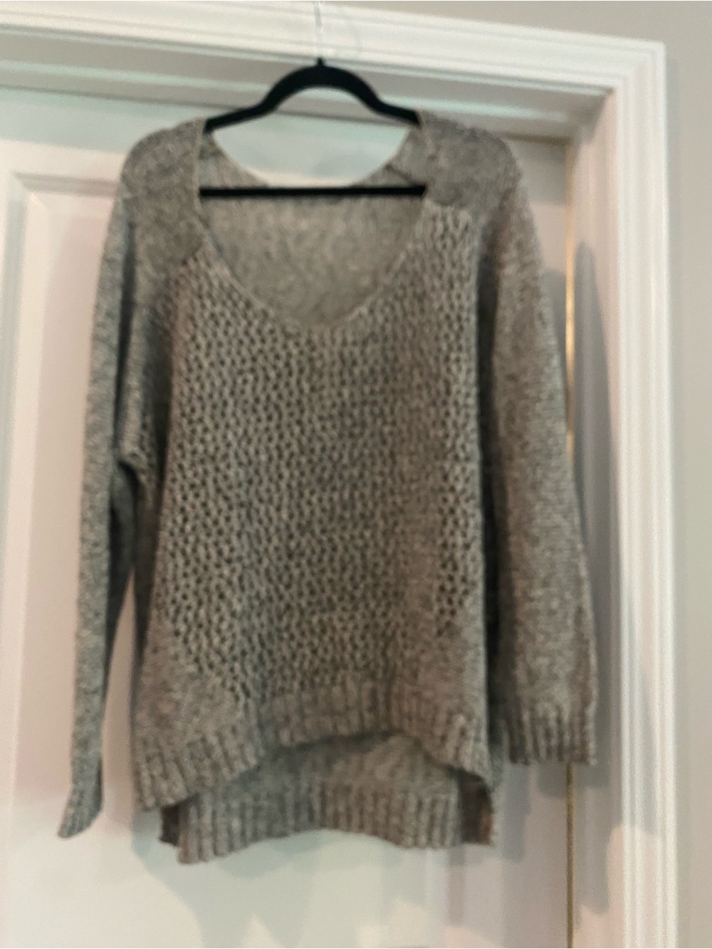 Maurices Heather Gray V-Neck Chunky Knit Sweater
